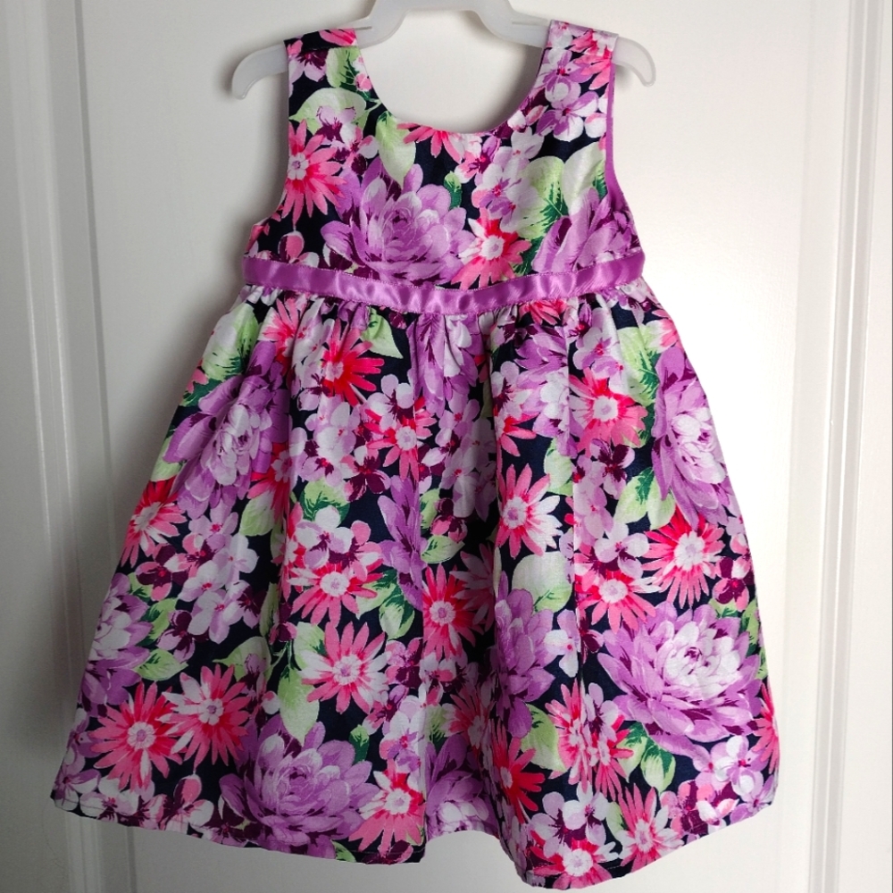 🩷 GYMBOREE DRESS GIRLS KIDS SIZE  PURPLE FLORAL PRINT 18-24 M